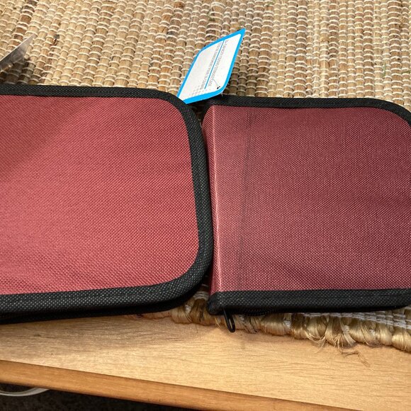 Two Maroon Canvas CD Cases 12 Slots in Each Holds 48 CD's NWT - Picture 3 of 3